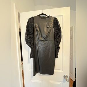 Express Faux Leather Long Sleeve Dress